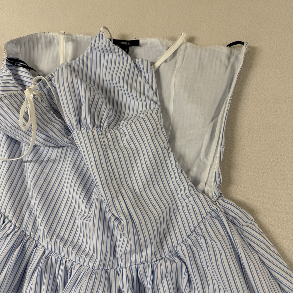 Womens Dress Mini Corset Milkmaid Style Size XL Stripes Nautical Slip Blue Bow - Picture 7 of 11